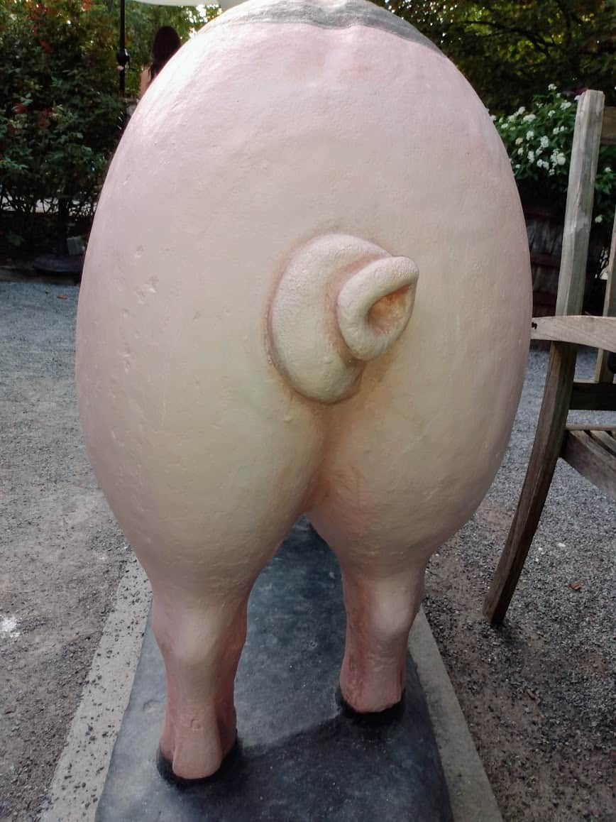 Rear end of the Pig in the Pineville Taverns' outdoor eating area. 